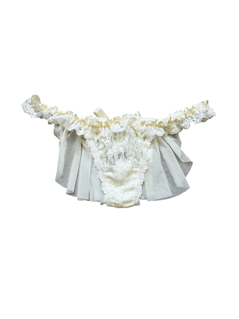 Hanky Panky Bridal Collection Thong Panties Ruffle Veil Lace NWT